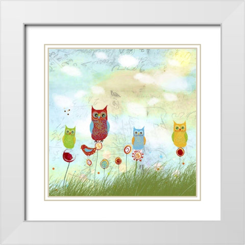 Owl Land White Modern Wood Framed Art Print with Double Matting by Blixt, Ingrid