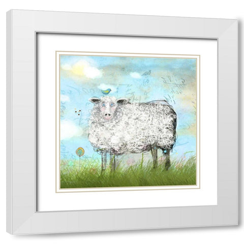 Baa Land White Modern Wood Framed Art Print with Double Matting by Blixt, Ingrid