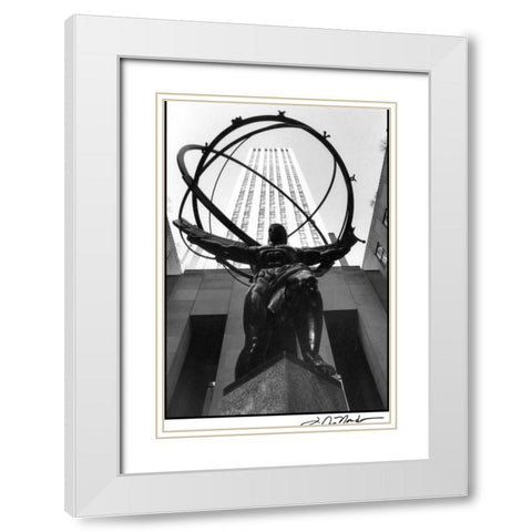 Atlas at Rockefeller Center White Modern Wood Framed Art Print with Double Matting by DeNardo, Laura