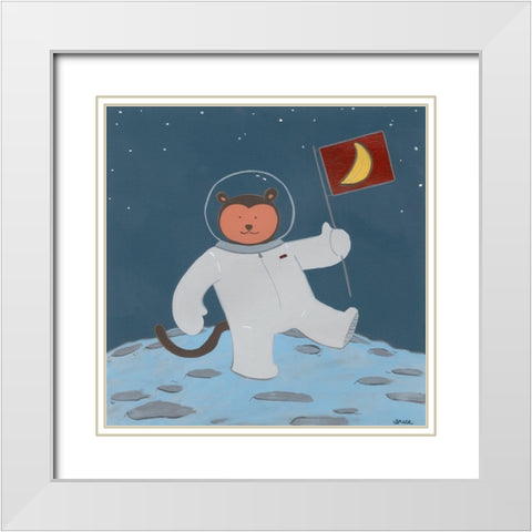 Monkeys in Space III White Modern Wood Framed Art Print with Double Matting by Vess, June Erica