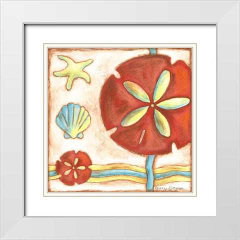 Pop Shells III White Modern Wood Framed Art Print with Double Matting by Slocum, Nancy