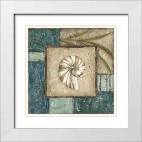 Shell Montage I White Modern Wood Framed Art Print with Double Matting by Zarris, Chariklia