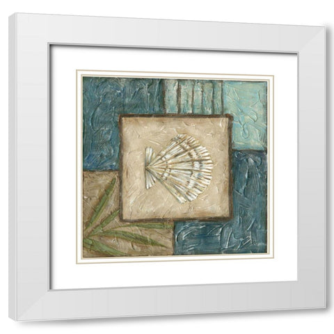 Shell Montage II White Modern Wood Framed Art Print with Double Matting by Zarris, Chariklia