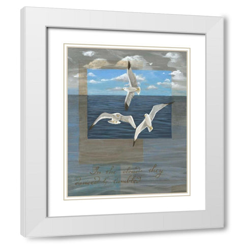 Three White Gulls II White Modern Wood Framed Art Print with Double Matting by Friel, Tara