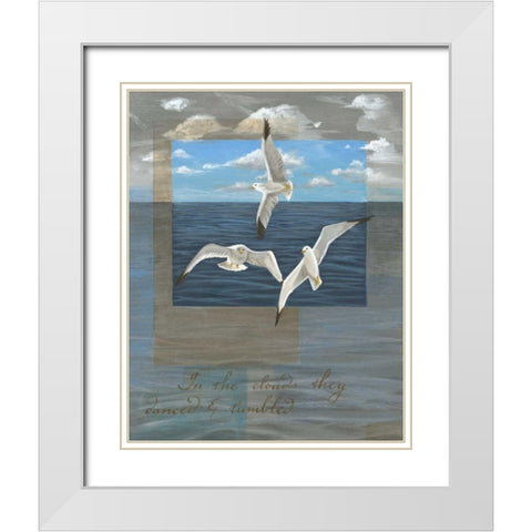 Three White Gulls II White Modern Wood Framed Art Print with Double Matting by Friel, Tara