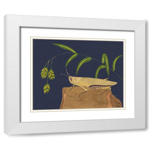 Ornamental Grasshopper II White Modern Wood Framed Art Print with Double Matting by Tenser, Nina
