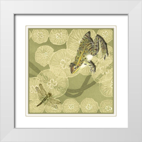 Frog Fable II White Modern Wood Framed Art Print with Double Matting by Vision Studio