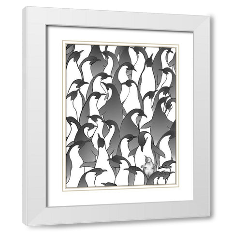 Penguin Family I White Modern Wood Framed Art Print with Double Matting by Swinford, Charles