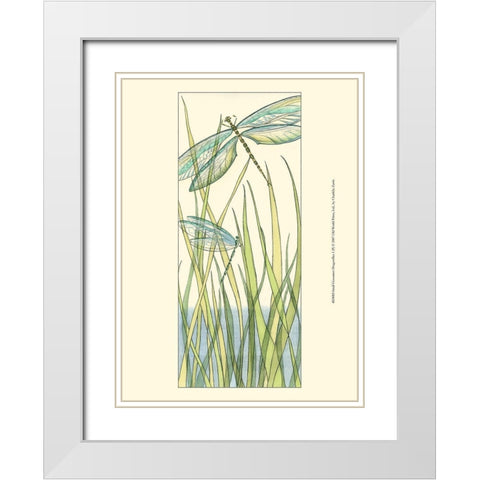 Small Gossamer Dragonflies I White Modern Wood Framed Art Print with Double Matting by Zarris, Chariklia