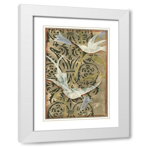 Small Batik Garden II White Modern Wood Framed Art Print with Double Matting by Goldberger, Jennifer