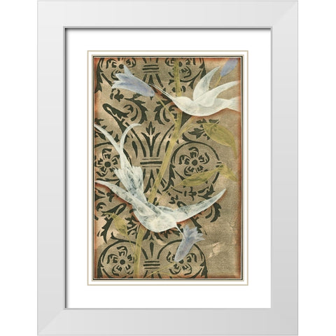 Small Batik Garden II White Modern Wood Framed Art Print with Double Matting by Goldberger, Jennifer