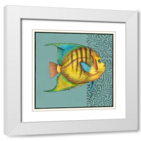 Small Tropical Fantasy I White Modern Wood Framed Art Print with Double Matting by Goldberger, Jennifer