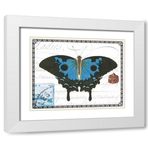 Butterfly Prose III White Modern Wood Framed Art Print with Double Matting by Vision Studio