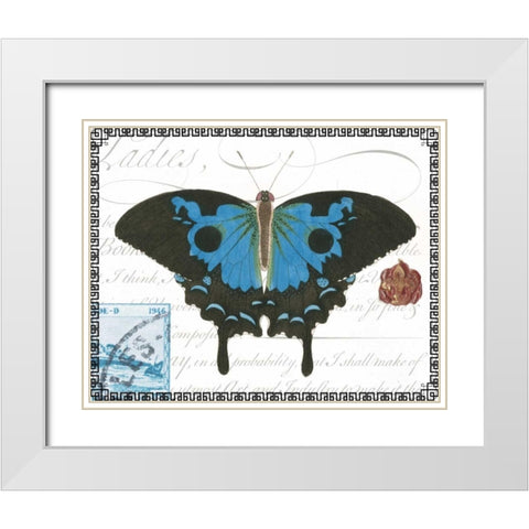 Butterfly Prose III White Modern Wood Framed Art Print with Double Matting by Vision Studio