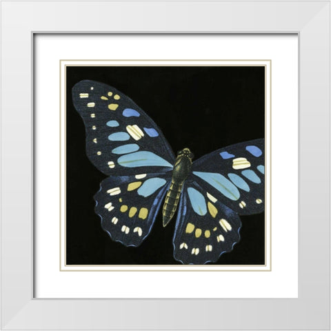 Small Dramatic Butterflies II White Modern Wood Framed Art Print with Double Matting by Vision Studio