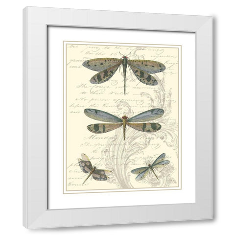 Dragonfly Delight I White Modern Wood Framed Art Print with Double Matting by Vision Studio