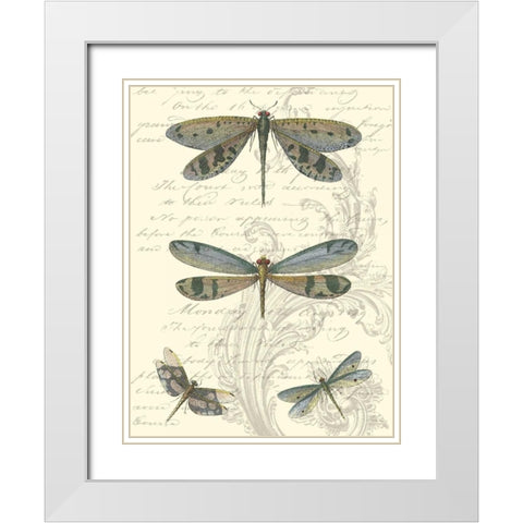 Dragonfly Delight I White Modern Wood Framed Art Print with Double Matting by Vision Studio