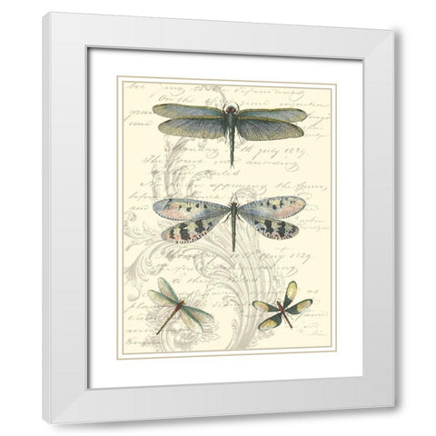 Dragonfly Delight II White Modern Wood Framed Art Print with Double Matting by Vision Studio