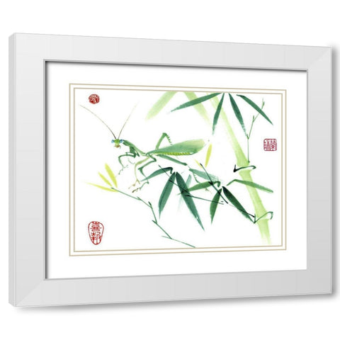 Mantis White Modern Wood Framed Art Print with Double Matting by Parker, Nan Rae
