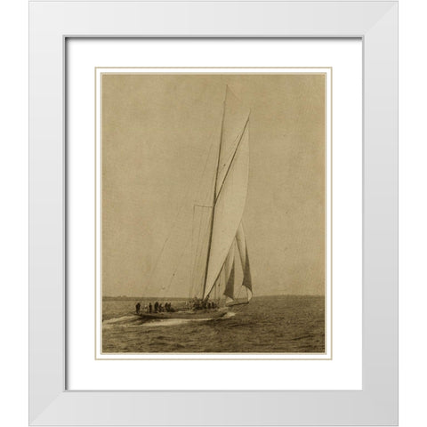 Racing Yachts I White Modern Wood Framed Art Print with Double Matting by Vision Studio