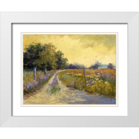 Falls Golden Fields White Modern Wood Framed Art Print with Double Matting by Weber, Mary Jean