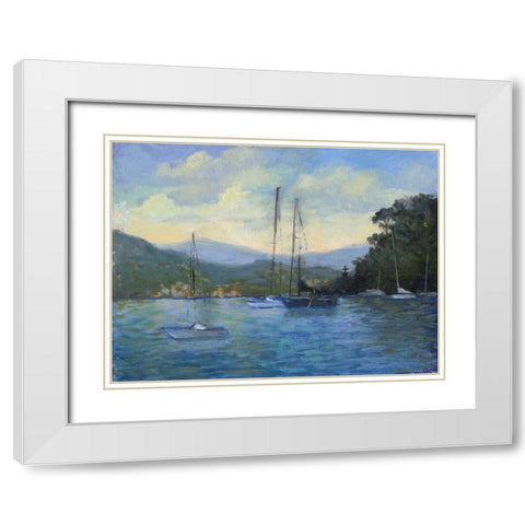 Portofino Bay White Modern Wood Framed Art Print with Double Matting by Weber, Mary Jean