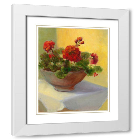 Tuscan Geraniums White Modern Wood Framed Art Print with Double Matting by Weber, Mary Jean