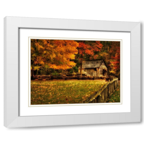 Autumn at the Mill White Modern Wood Framed Art Print with Double Matting by Head, Danny