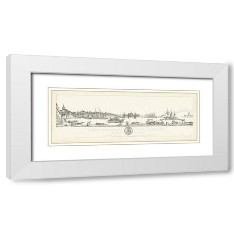 Antique Seaport I White Modern Wood Framed Art Print with Double Matting by Aquaroni, Antonio