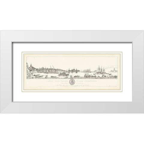 Antique Seaport I White Modern Wood Framed Art Print with Double Matting by Aquaroni, Antonio