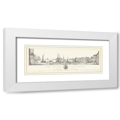 Antique Seaport II White Modern Wood Framed Art Print with Double Matting by Aquaroni, Antonio