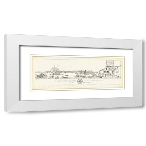 Antique Seaport III White Modern Wood Framed Art Print with Double Matting by Aquaroni, Antonio