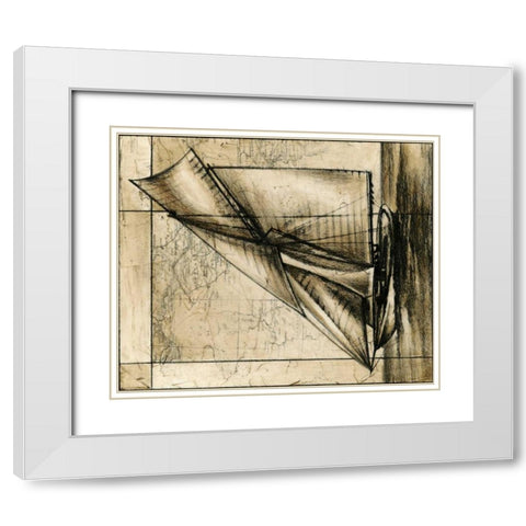Tradewinds I White Modern Wood Framed Art Print with Double Matting by Harper, Ethan