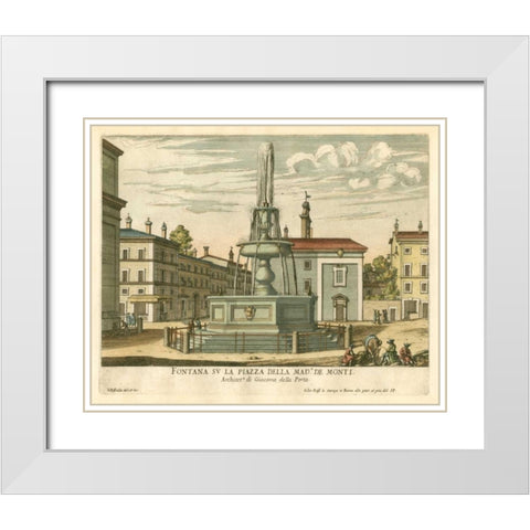 Italian Fountain I White Modern Wood Framed Art Print with Double Matting by Falda