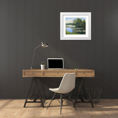 Water Lily Pond White Modern Wood Framed Art Print with Double Matting by Weber, Mary Jean
