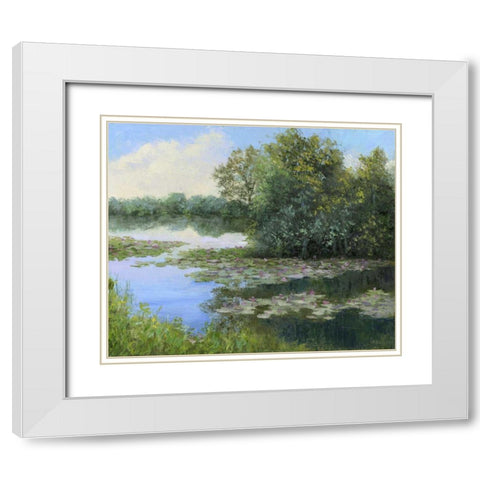Water Lily Pond White Modern Wood Framed Art Print with Double Matting by Weber, Mary Jean