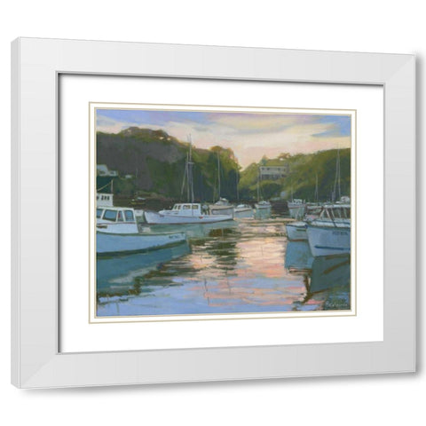 Perkins Cove White Modern Wood Framed Art Print with Double Matting by Calcasola, Stephen