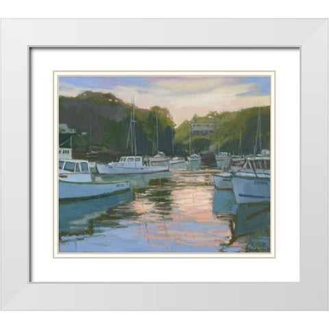 Perkins Cove White Modern Wood Framed Art Print with Double Matting by Calcasola, Stephen