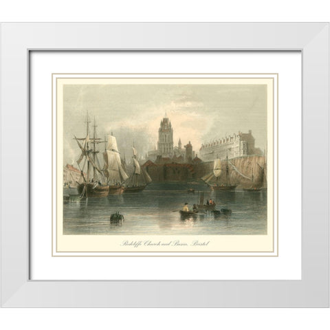 Radcliffe Church And Basin  Bristol White Modern Wood Framed Art Print with Double Matting by Bartlett, William H.