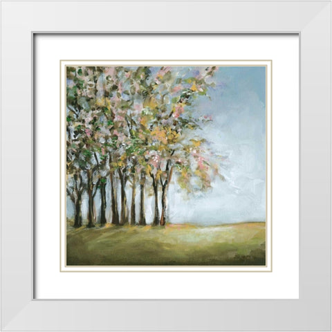 Tree in Spring White Modern Wood Framed Art Print with Double Matting by Long, Christina