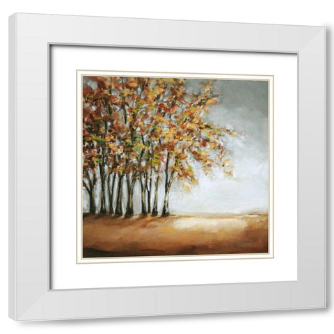 Tree in Fall White Modern Wood Framed Art Print with Double Matting by Long, Christina