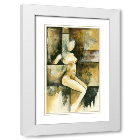 Contemporary Seated Nude I White Modern Wood Framed Art Print with Double Matting by Goldberger, Jennifer