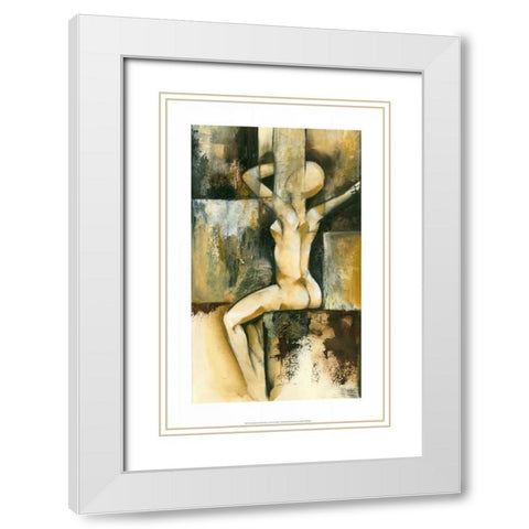 Contemporary Seated Nude II White Modern Wood Framed Art Print with Double Matting by Goldberger, Jennifer