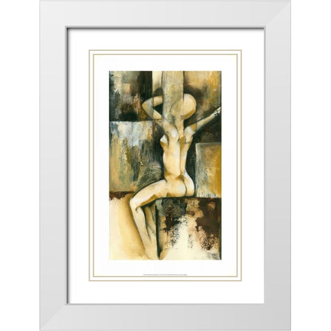 Contemporary Seated Nude II White Modern Wood Framed Art Print with Double Matting by Goldberger, Jennifer