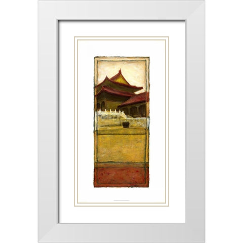 Oriental Panel I White Modern Wood Framed Art Print with Double Matting by Unknown
