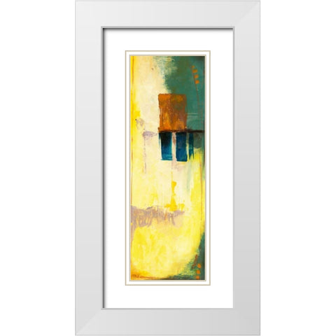 Aquamarine Aura V White Modern Wood Framed Art Print with Double Matting by Goldberger, Jennifer