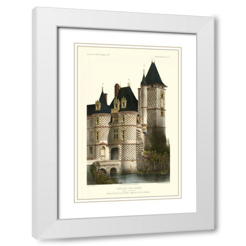 French Chateaux in Blue II White Modern Wood Framed Art Print with Double Matting by Petit, Victor