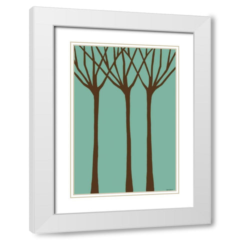 Dichromatic Elms I White Modern Wood Framed Art Print with Double Matting by Lam, Vanna