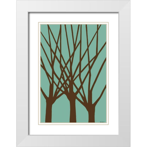 Dichromatic Elms III White Modern Wood Framed Art Print with Double Matting by Lam, Vanna