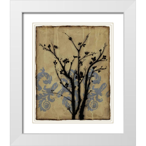 Branch in Silhouette II White Modern Wood Framed Art Print with Double Matting by Goldberger, Jennifer